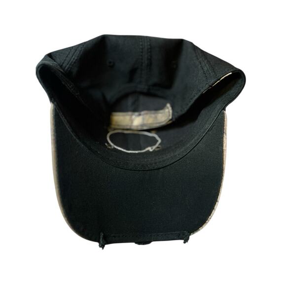 Bass Pro Shops Men's‎ Worn Distressed Camo Adjustable Hat-Real Tree/Black - Picture 8 of 8